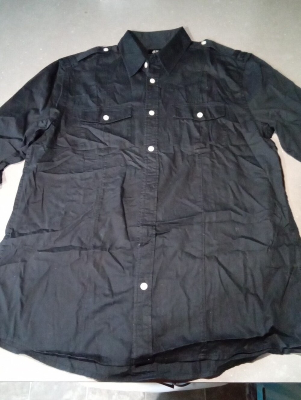Large. H&M Black Lightweight Button-Front Shirt